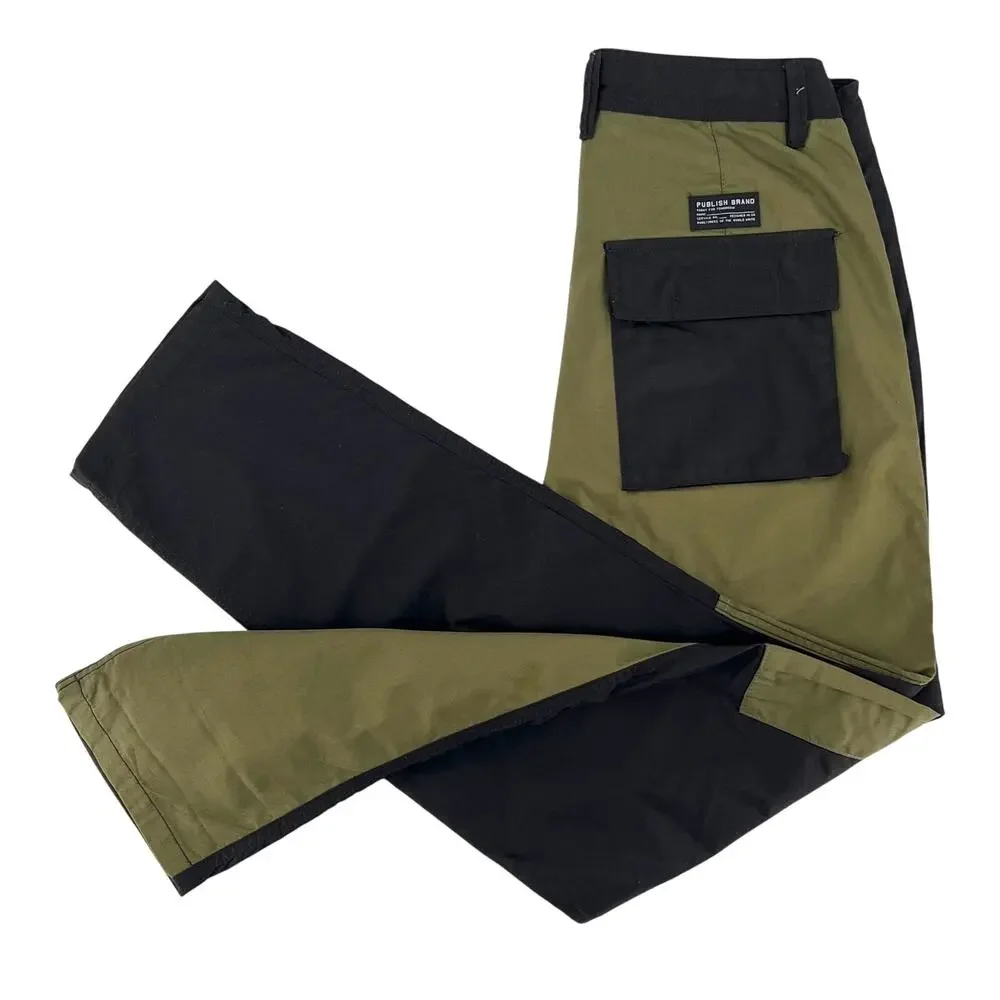 Publish Log Pants olive black color block
